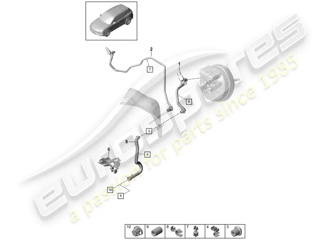 porsche 2019 (cayenne e3 9ya/9yb) vacuum line parts diagram