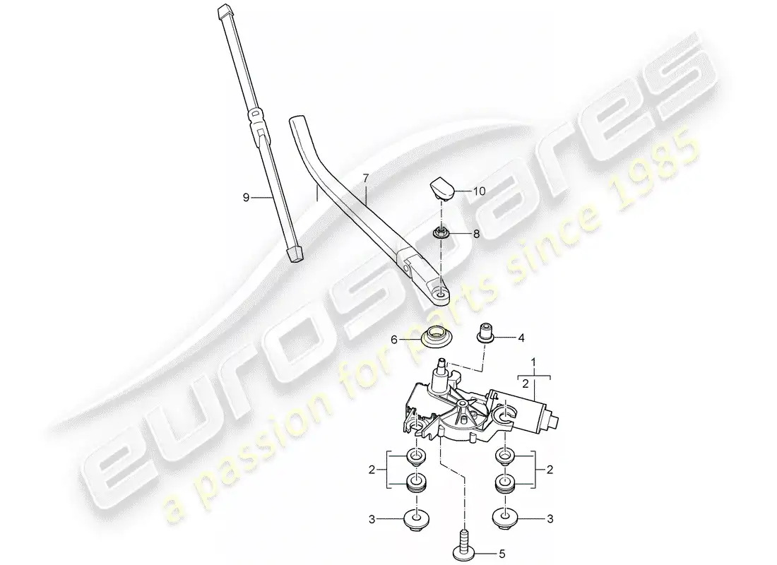porsche 2006 (987 cayman) rear window wiper parts diagram