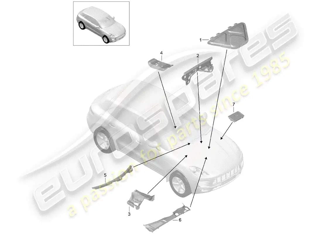 porsche 2016 (macan) sound absorber parts diagram