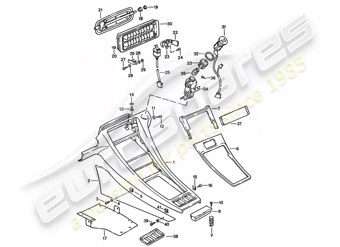 porsche 1994 (928) center console parts diagram