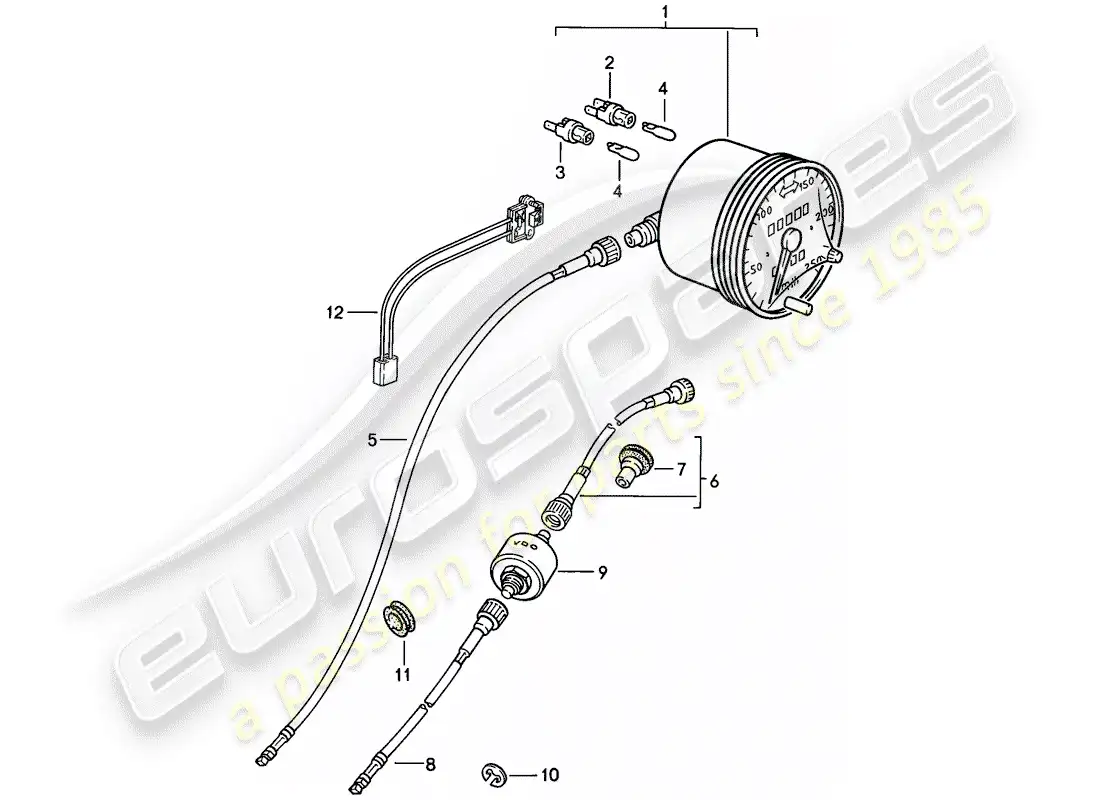 porsche 1982 (944) speedometer parts diagram