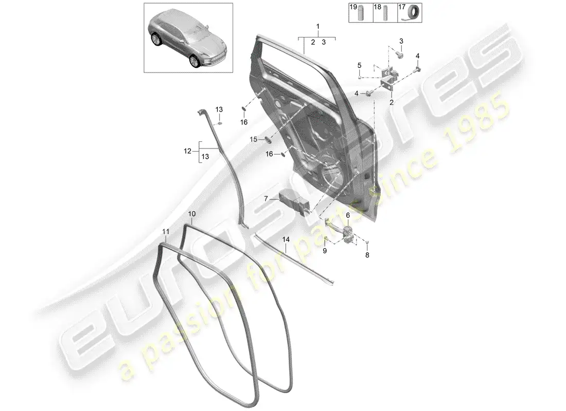 porsche 2020 (macan) door shell part diagram