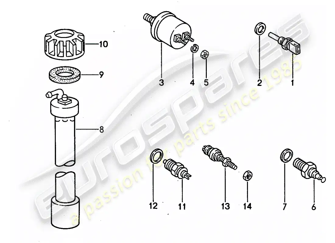 porsche 1993 (968) switch - and - sensor parts diagram