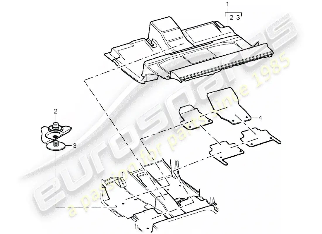 porsche 2005 (cayenne e1 9pa) floor cover part diagram