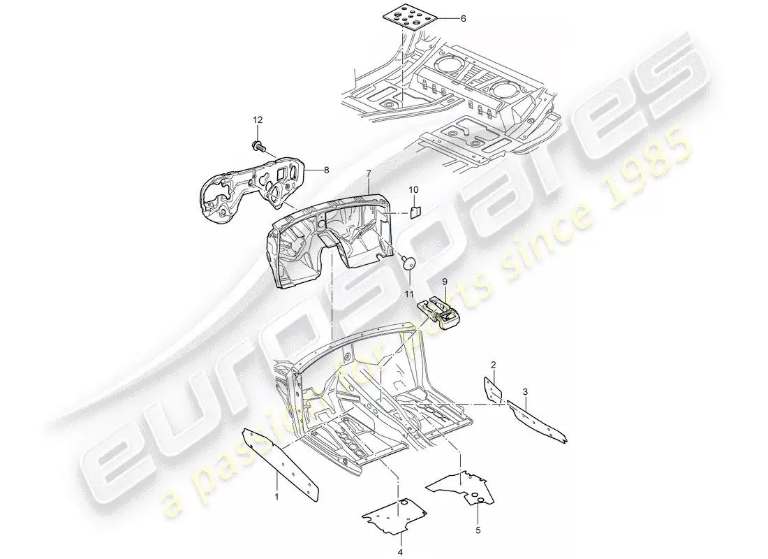 porsche 2005 (cayenne e1 9pa) sound absorber part diagram