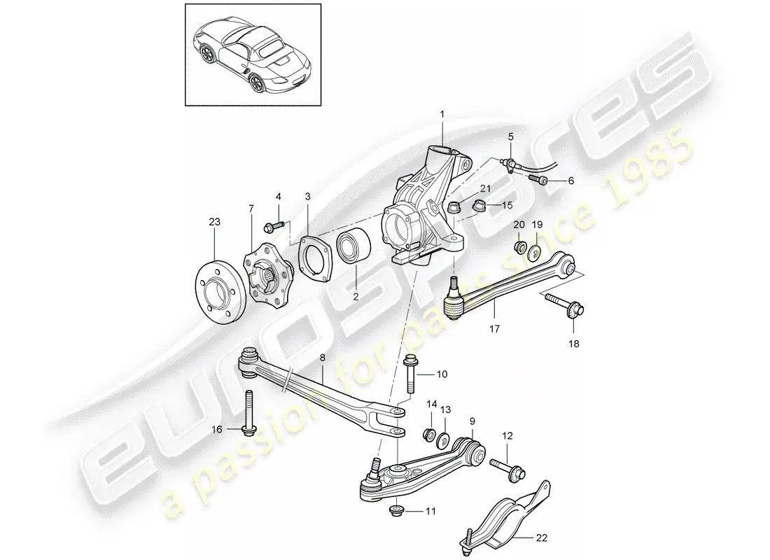 porsche 2009 (987 boxster) rear axle parts diagram