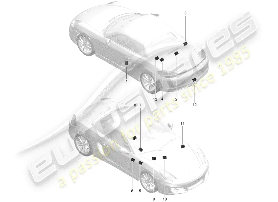porsche 2016 (981 boxster) signs/notices parts diagram