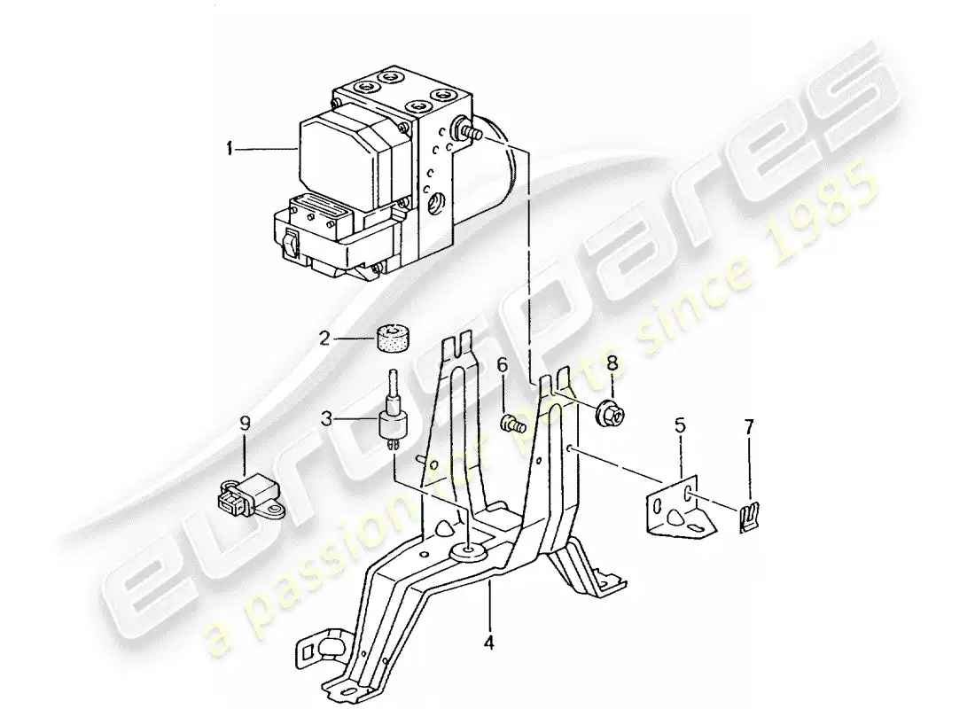 porsche 2002 (986 boxster) hydraulic unit - anti-locking brake syst. -abs- - control and regulating unit parts diagram