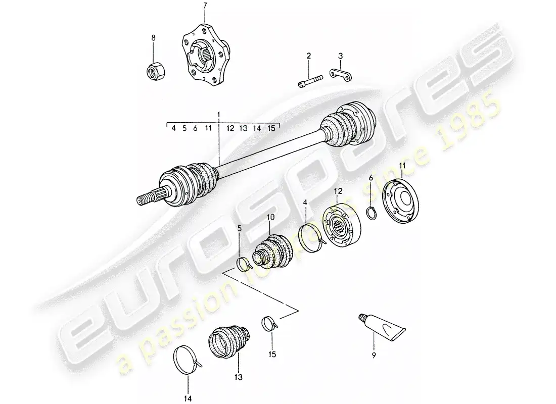 porsche 1998 (986 boxster) drive shaft - wheel hub parts diagram