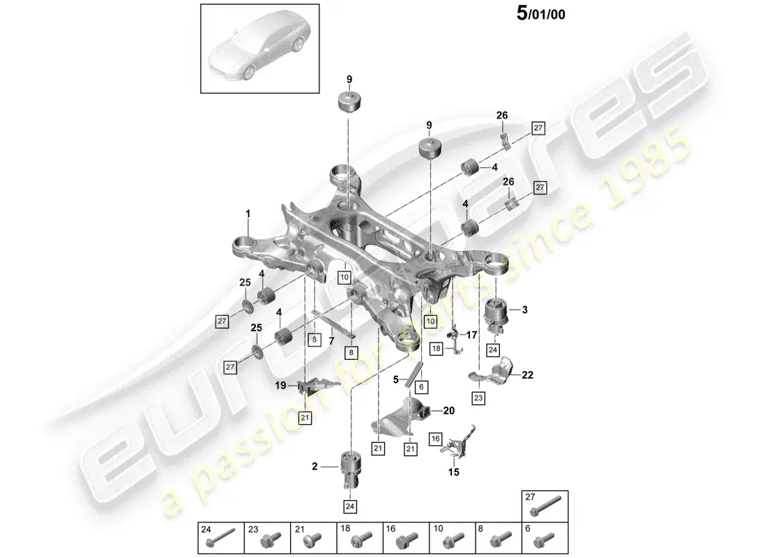 porsche 2017 (panamera 971-1) sub-frame part diagram
