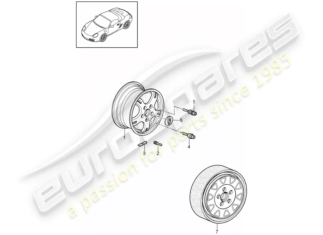 porsche 2010 (987 boxster) wheels parts diagram