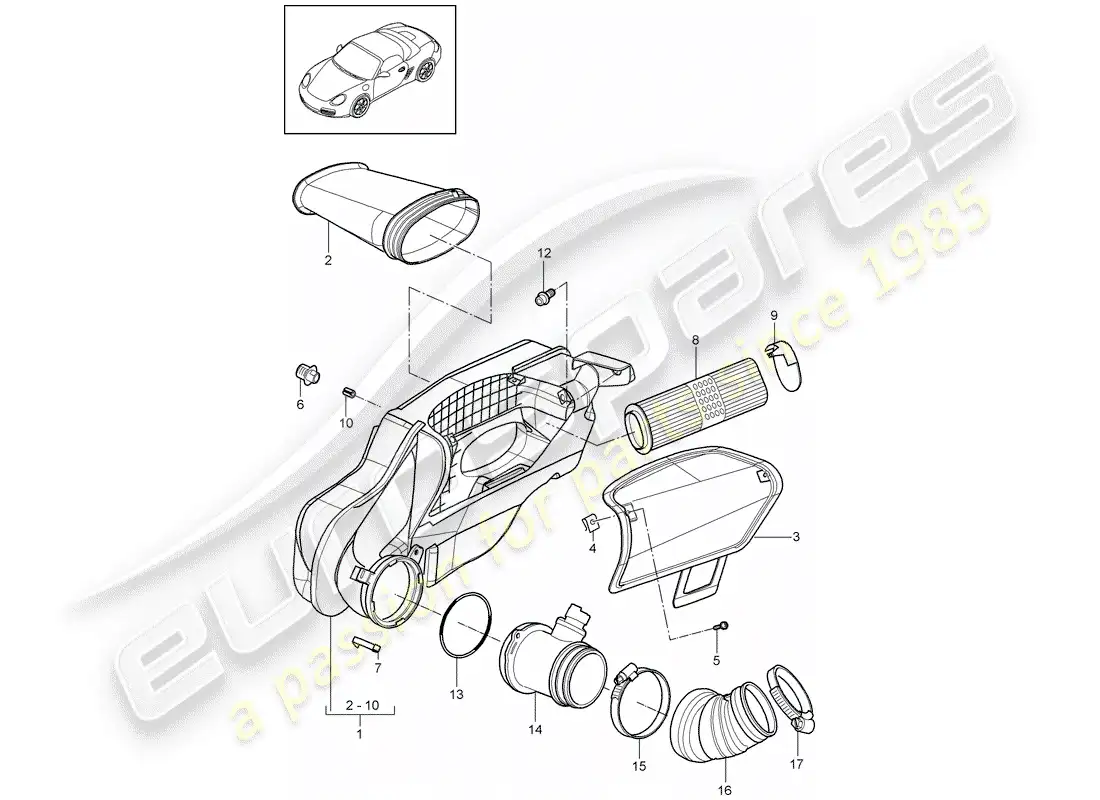 porsche 2010 (987 boxster) air cleaner parts diagram