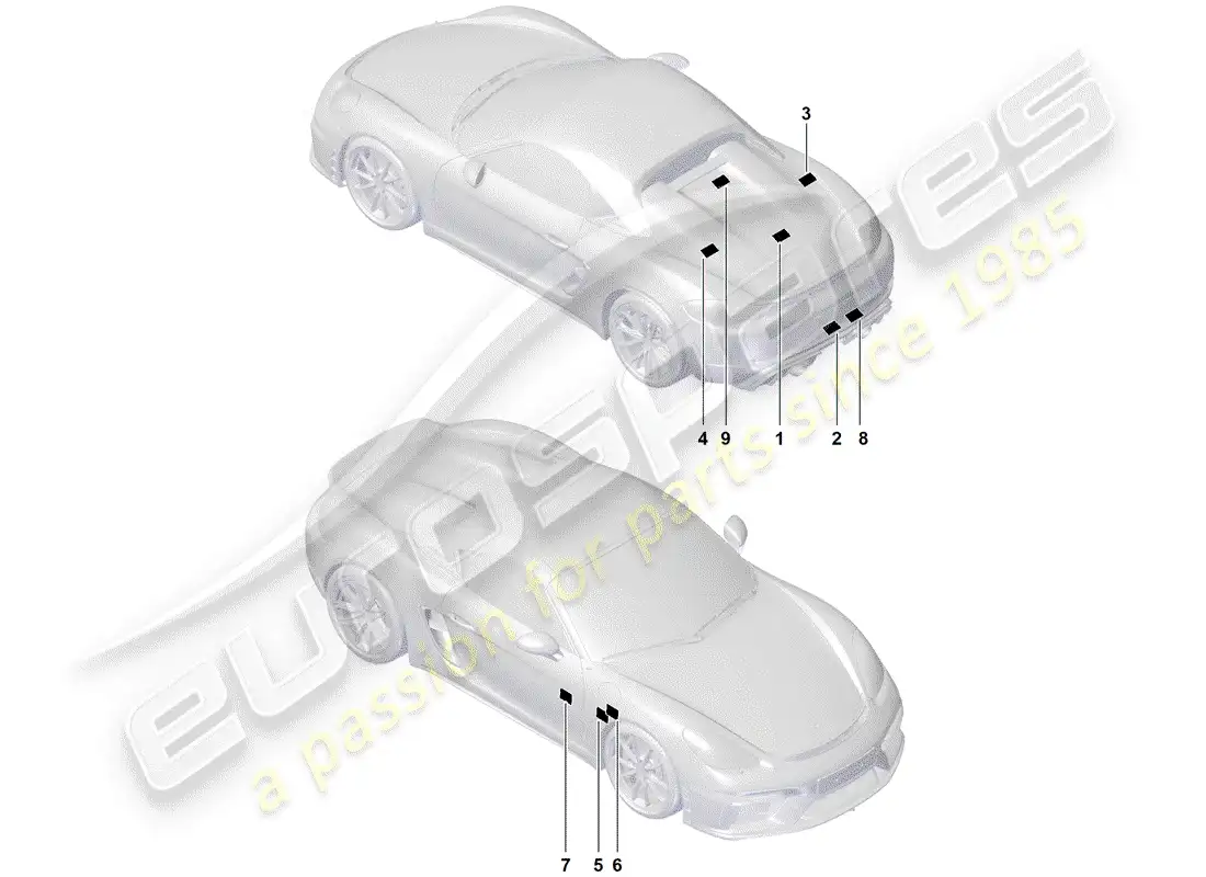porsche 2019 (718 boxster spyder) signs/notices parts diagram
