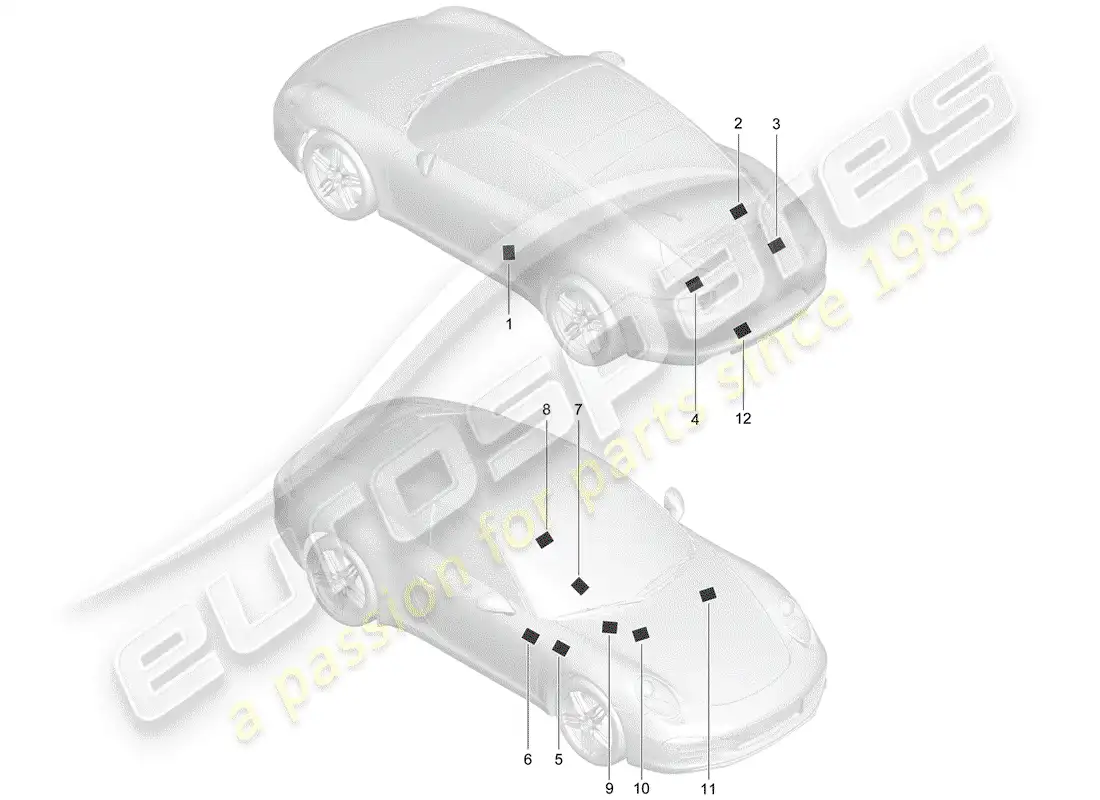 porsche 2013 (991-1) signs/notices parts diagram