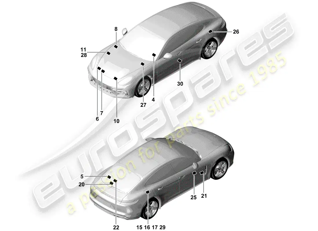 porsche 2019 (panamera 971-1) signs/notices parts diagram