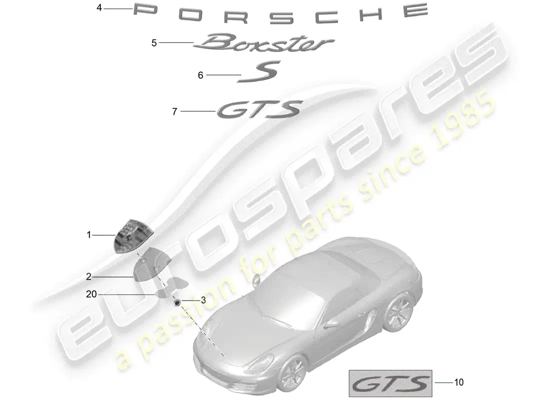 porsche 2016 (981 boxster) nameplates parts diagram