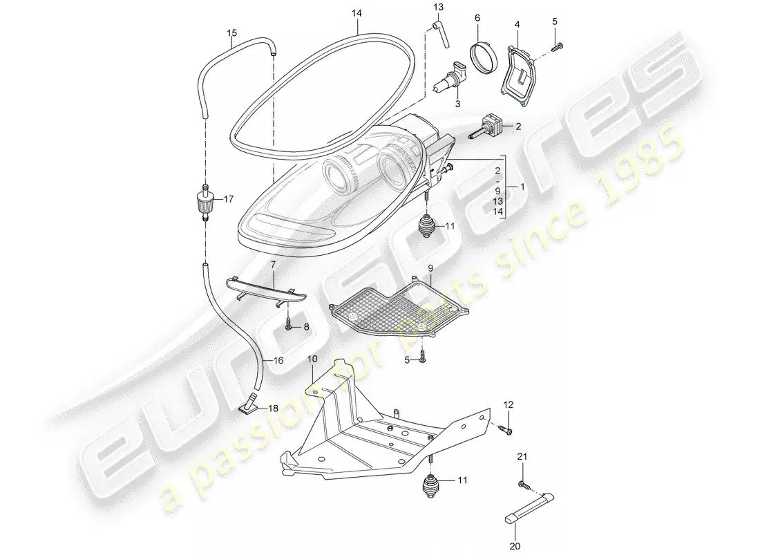 porsche 2006 (carrera gt) headlamp - turn signal repeater parts diagram
