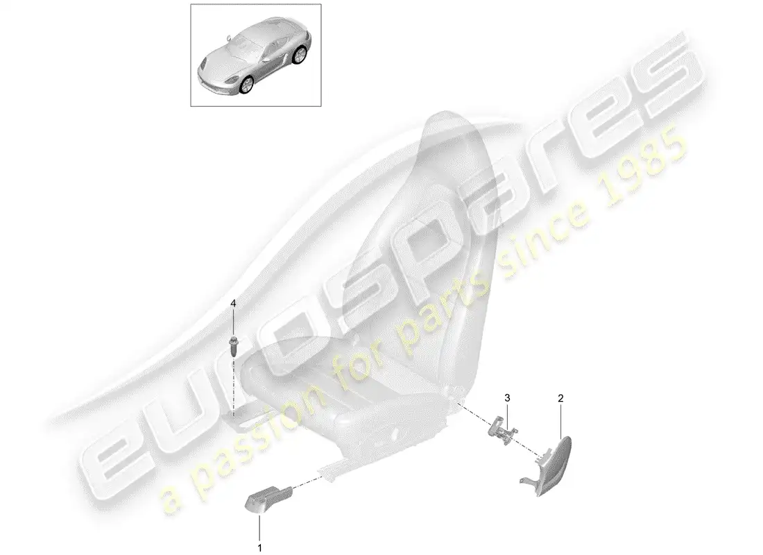 porsche 2018 (718 cayman) sports seat parts diagram