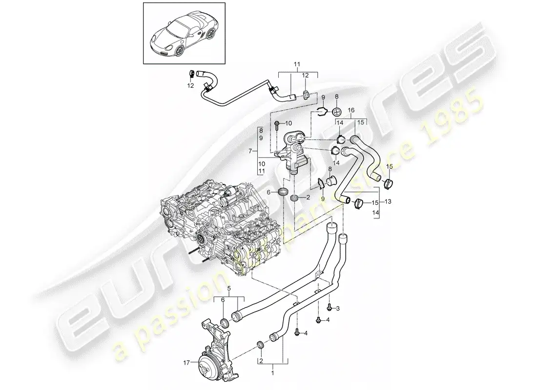 porsche 2009 (987 boxster) connection parts diagram