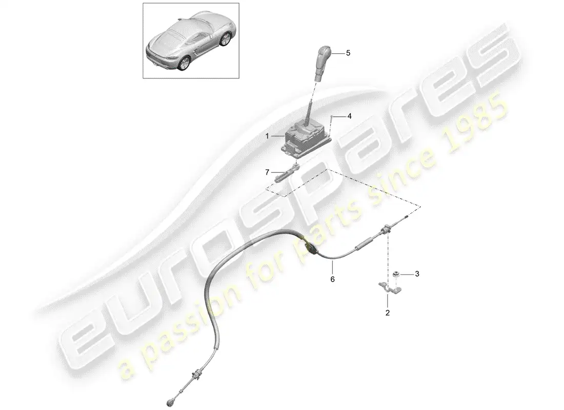 porsche 2019 (718 cayman) selector lever parts diagram