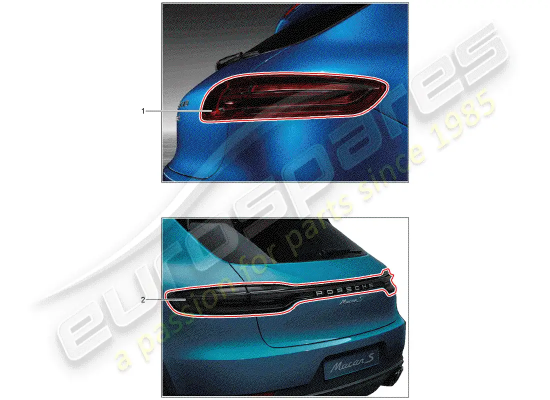 porsche 2016 (tequipment macan) rear light parts diagram