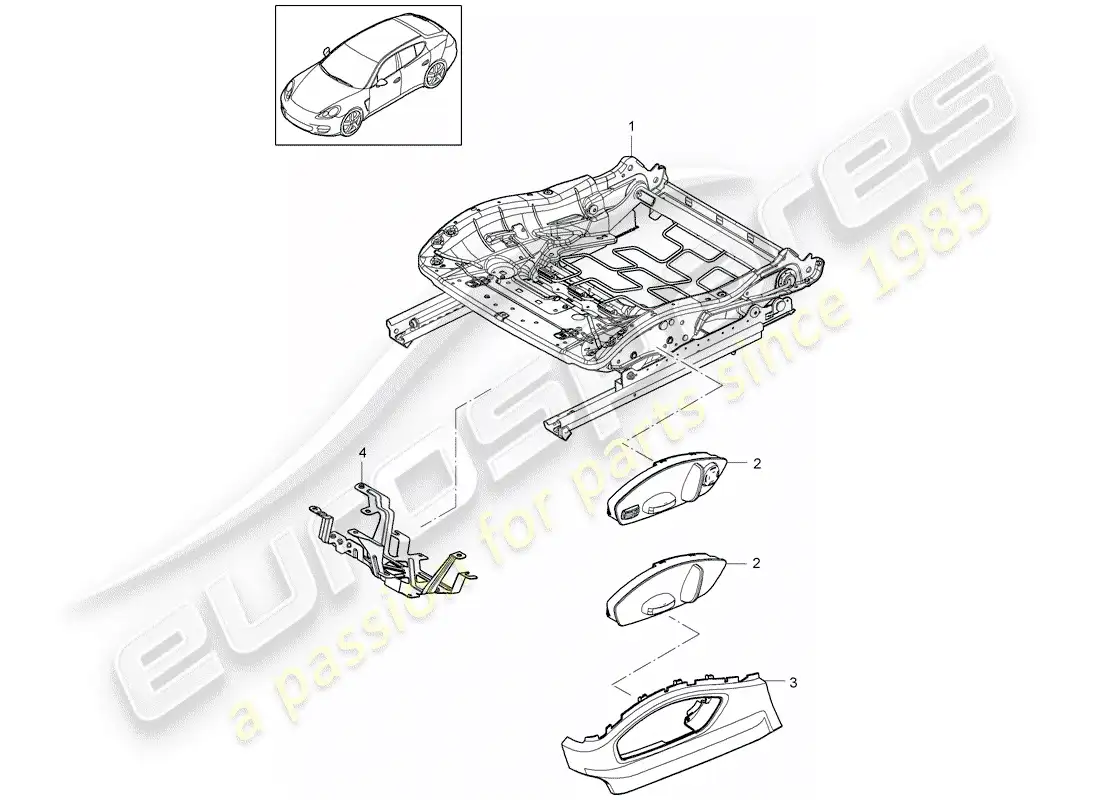 porsche 2016 (panamera 970) seat frame parts diagram