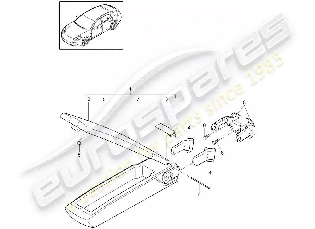 porsche 2016 (panamera 970) armrest parts diagram