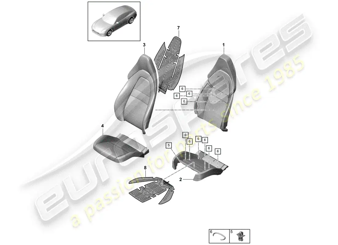 porsche 2017 (panamera 971-1) foam part parts diagram