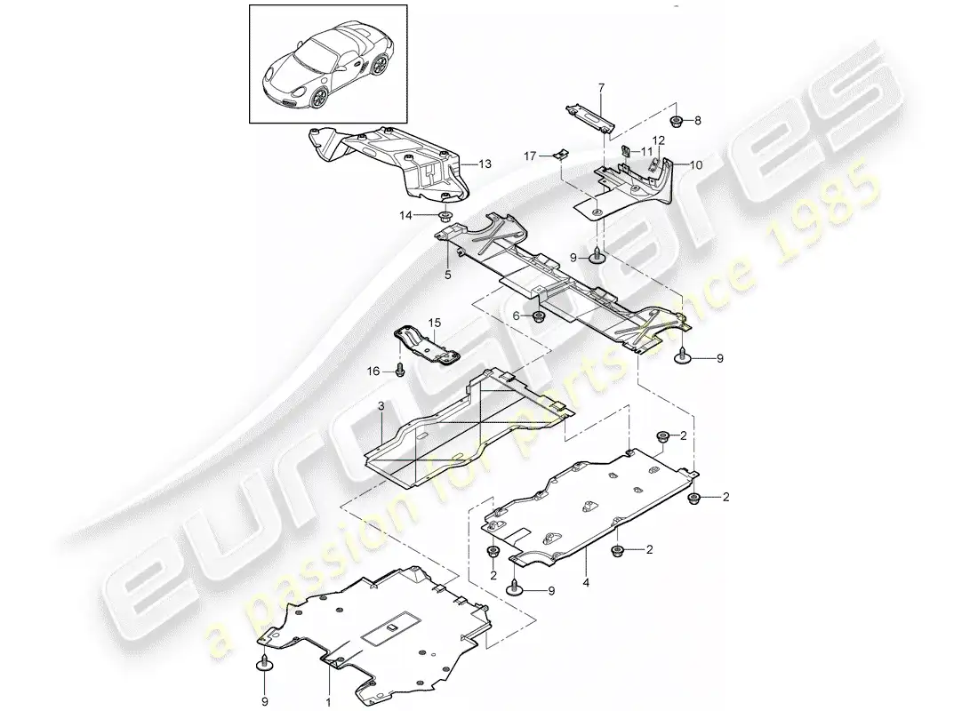 porsche 2011 (987 boxster) trims parts diagram