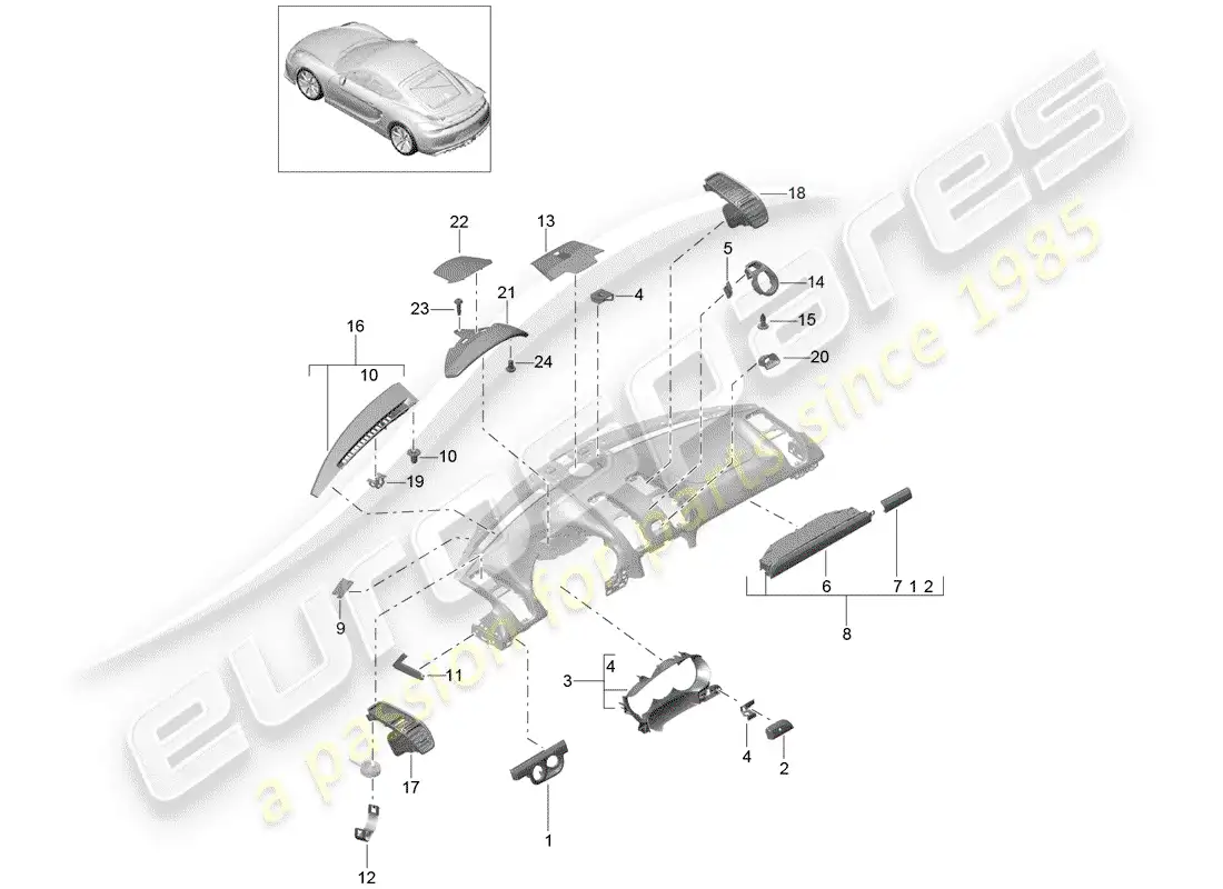 porsche 2016 (981 cayman gt4) accessories part diagram