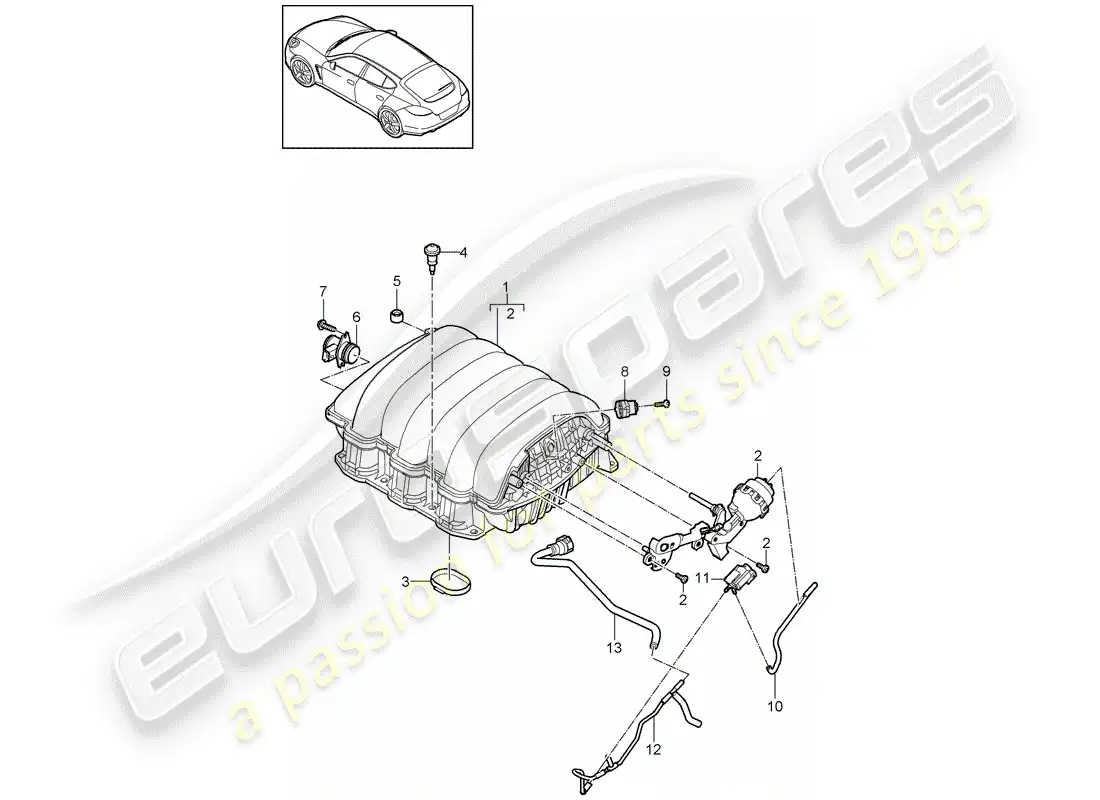 porsche 2010 (panamera 970) intake air distributor parts diagram
