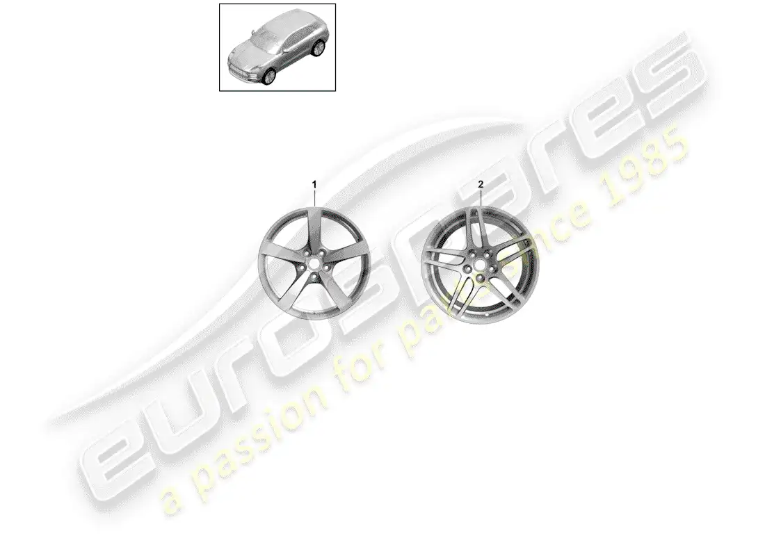 porsche 2019 (macan) alloy wheel parts diagram