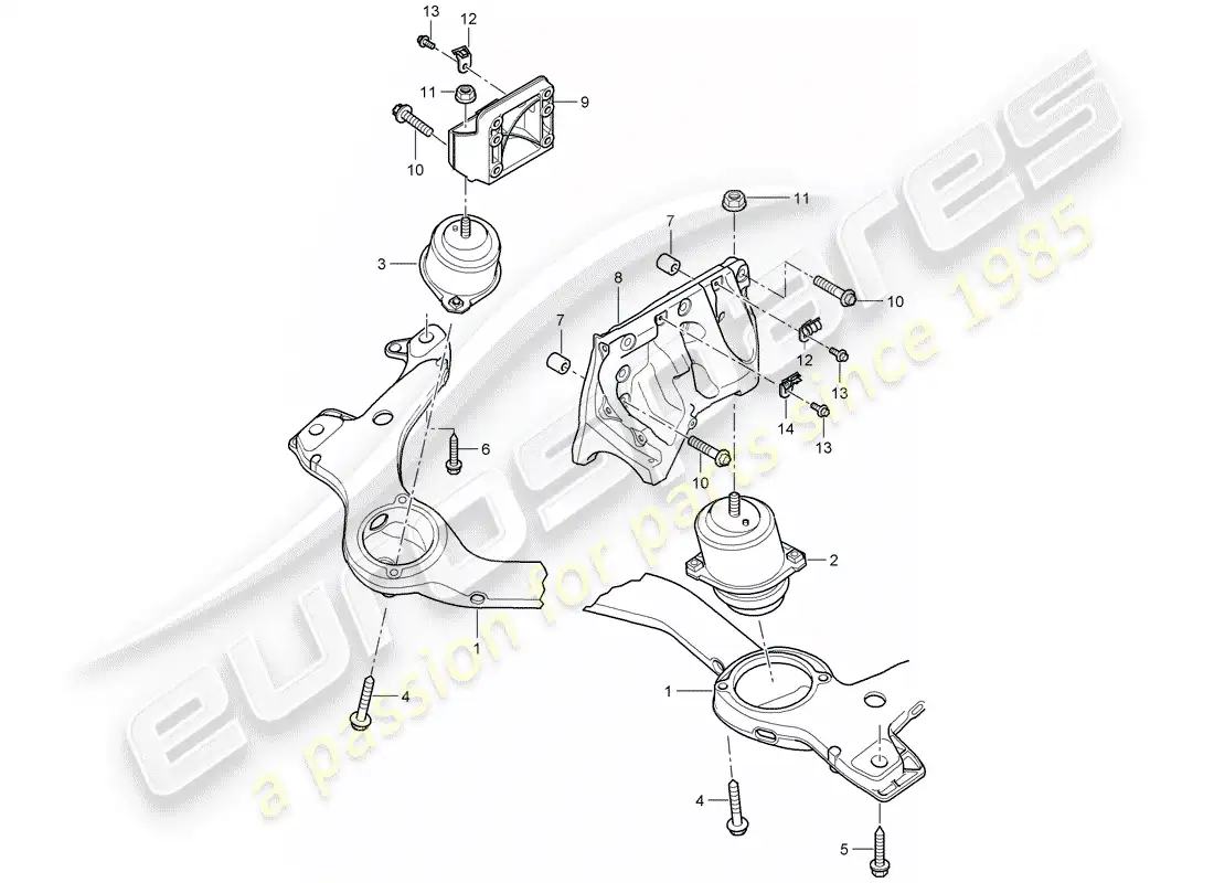 porsche 2008 (cayenne e1 9pa) engine lifting tackle parts diagram