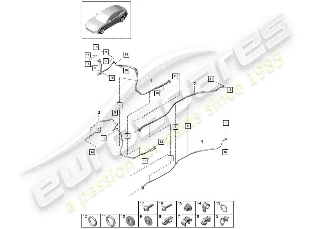 porsche 2020 (panamera 971-1) refrigerant circuit parts diagram