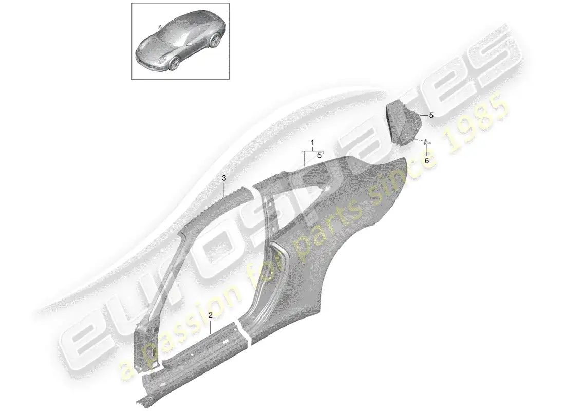 porsche 2016 (991-1) side panel parts diagram