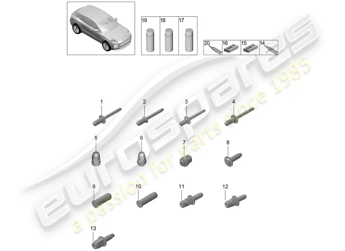 porsche 2020 (macan) fasteners part diagram