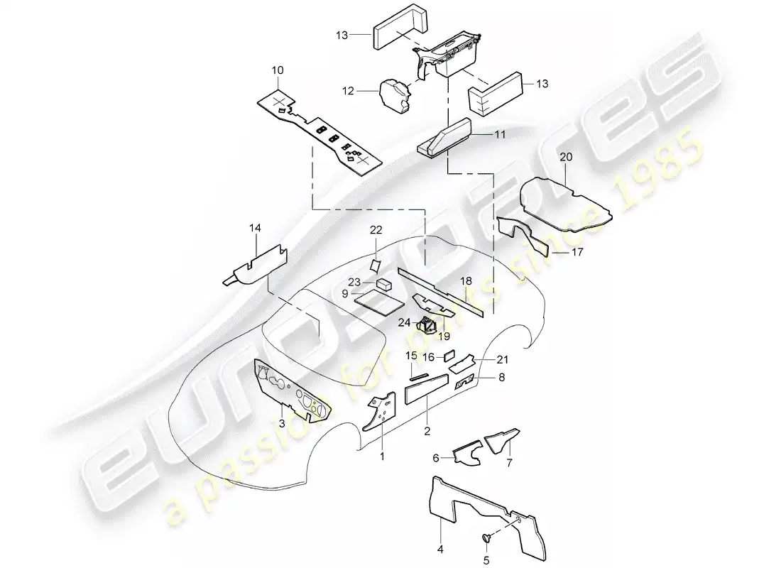 porsche 2010 (987 cayman) body shell parts diagram