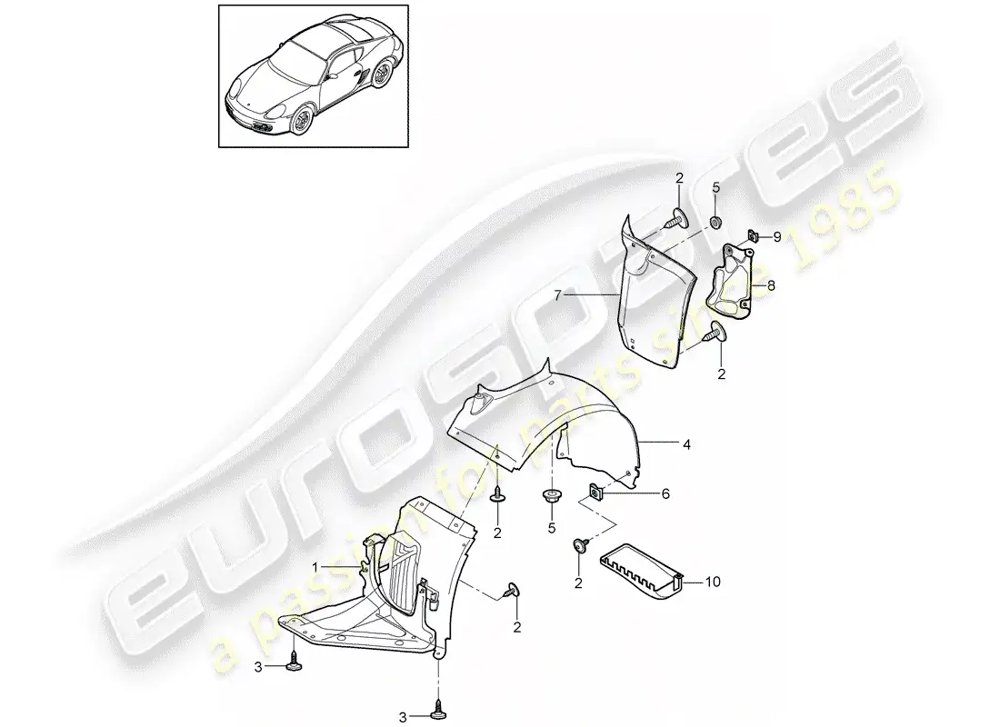 porsche 2010 (987 cayman) trims parts diagram