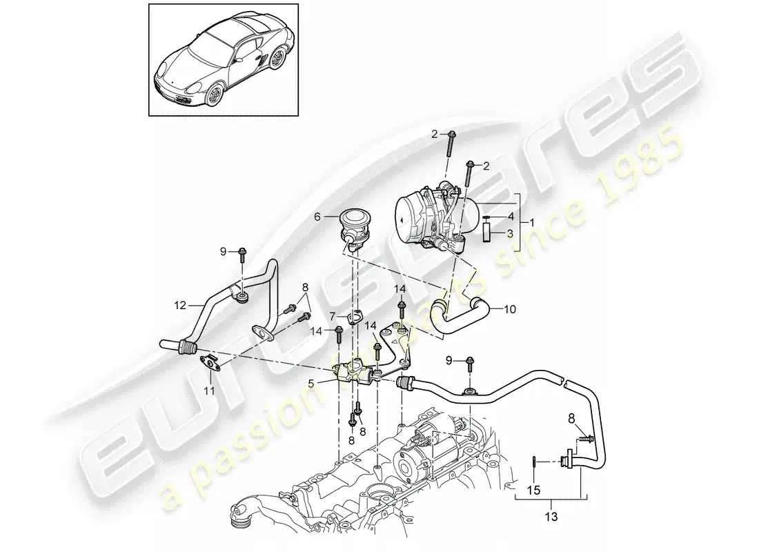 porsche 2009 (987 cayman) air injection parts diagram