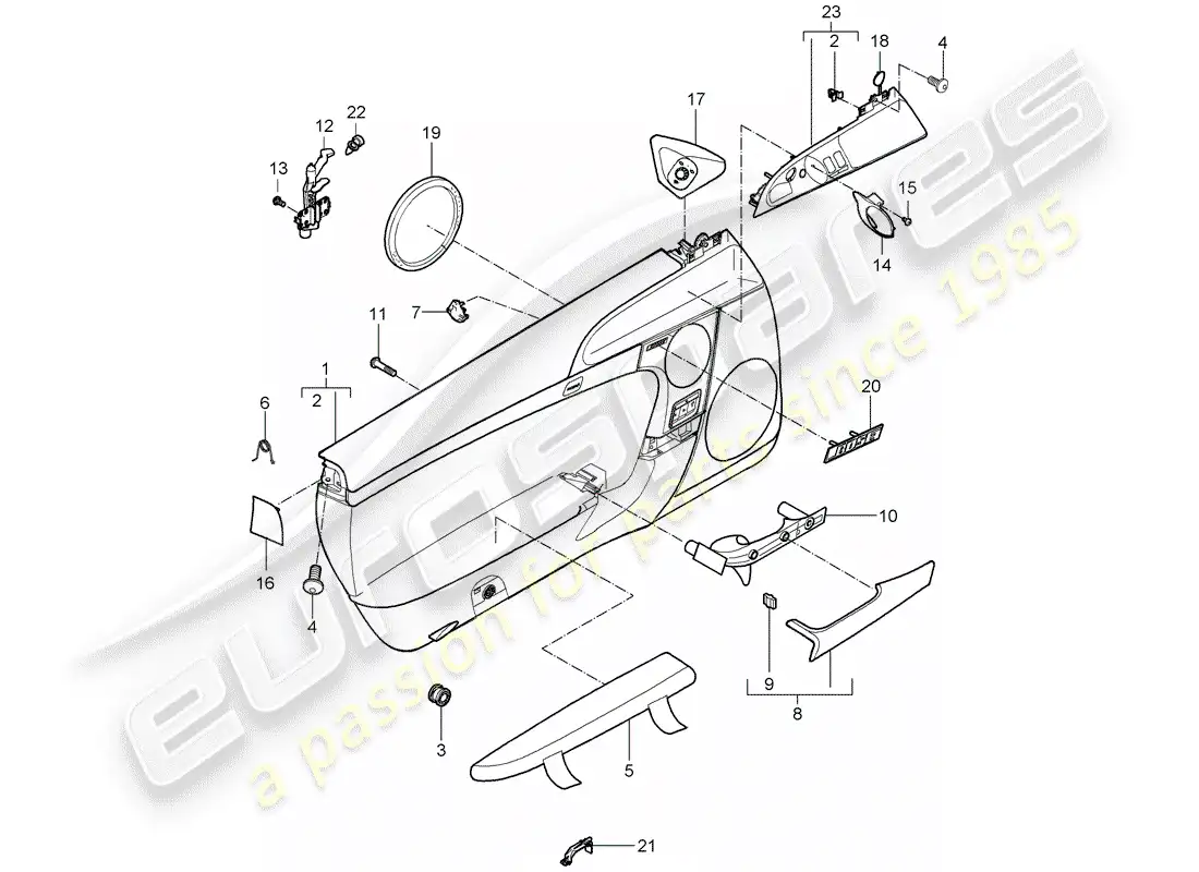 porsche 2007 (987 cayman) door panel parts diagram