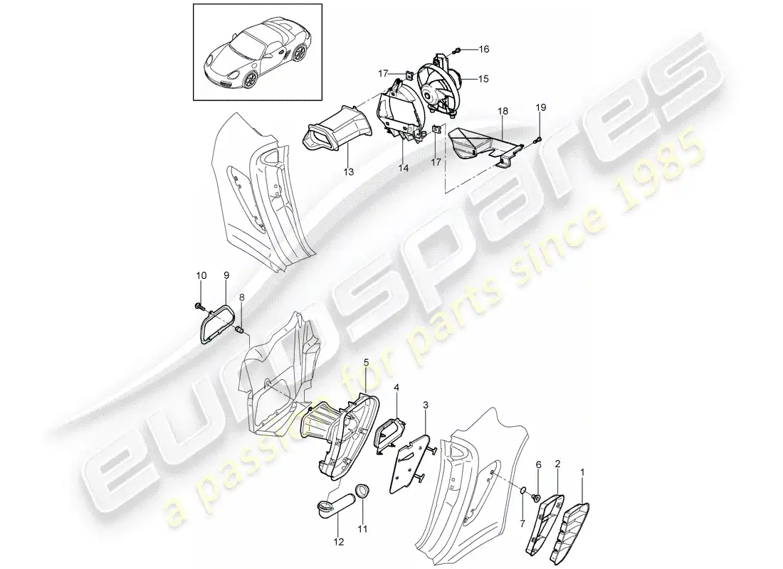 porsche 2011 (987 boxster) ventilation parts diagram