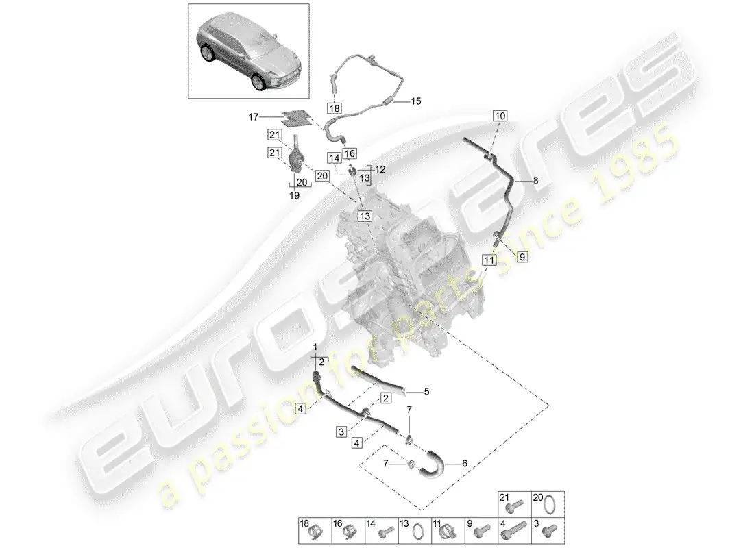 porsche 2020 (macan) water cooling part diagram