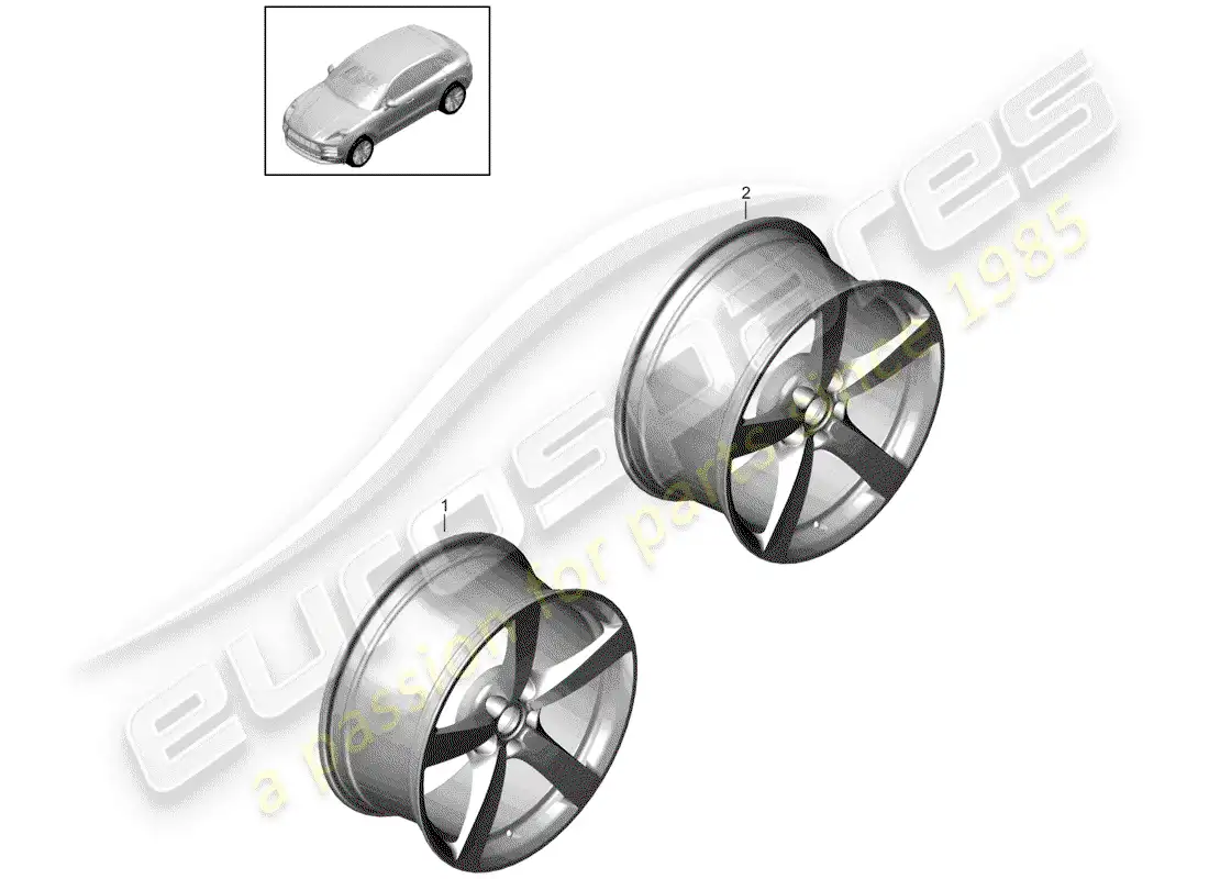 porsche 2020 (macan) alloy wheel part diagram