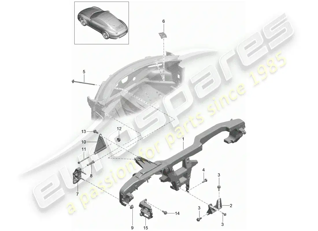 porsche 2013 (991-1) retaining frame parts diagram