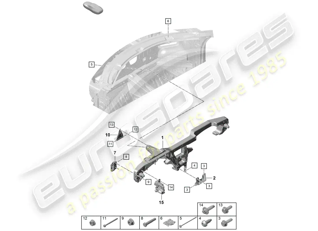 porsche 2019 (718 boxster spyder) retaining frame parts diagram