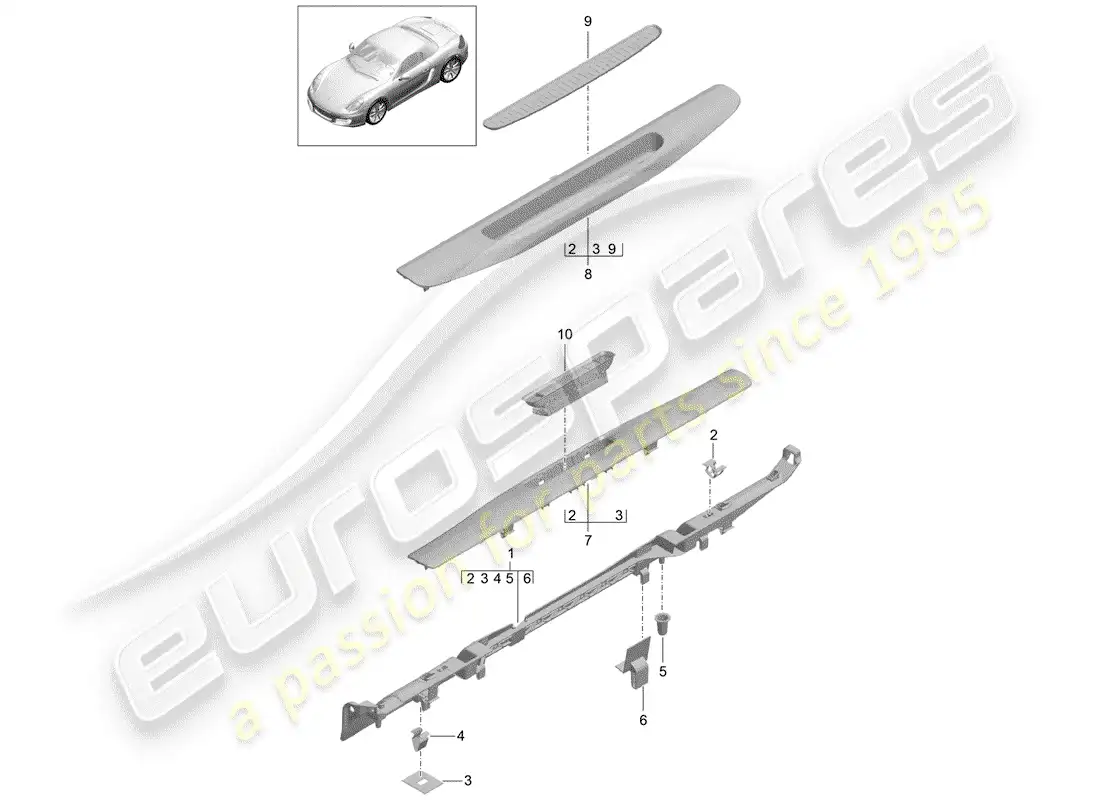 porsche 2016 (981 boxster) lining parts diagram