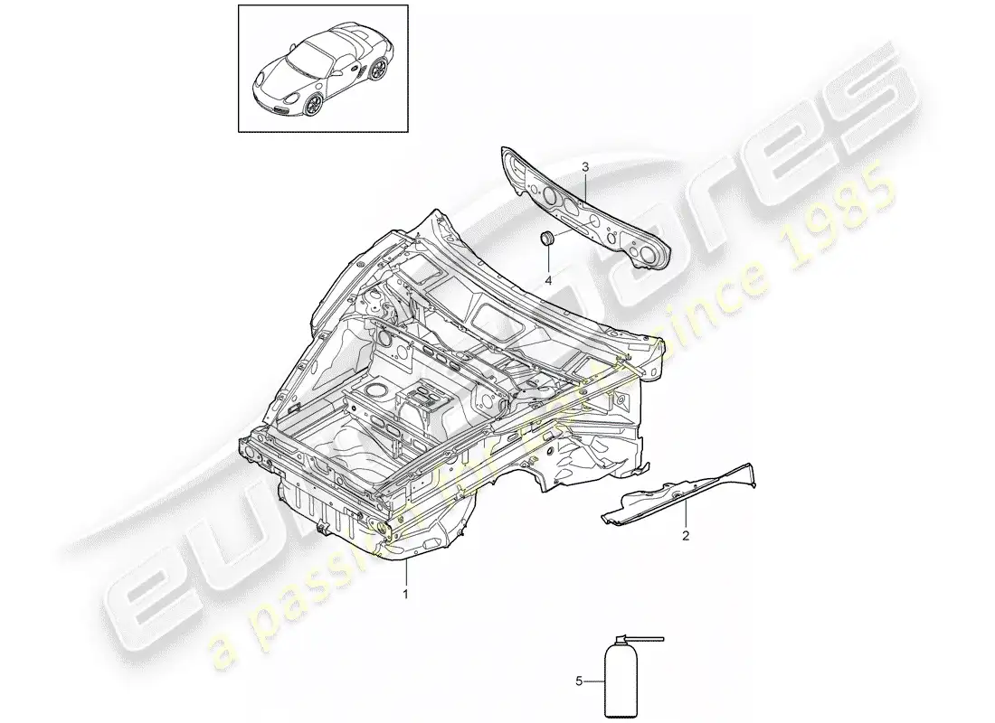 porsche 2011 (987 boxster) front end parts diagram