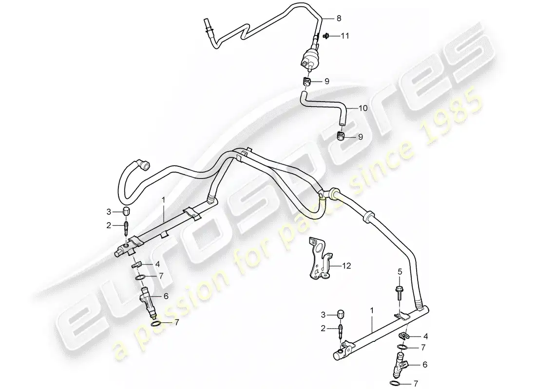 porsche 2007 (987 cayman) fuel collection pipe parts diagram