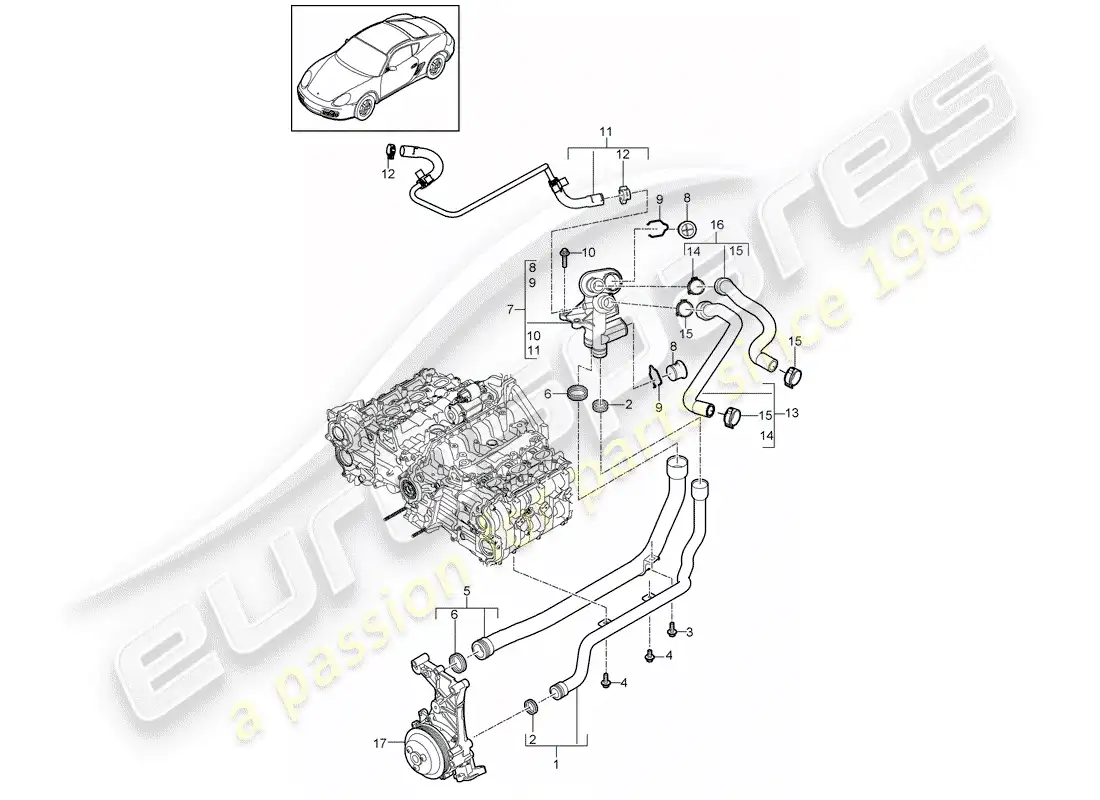 porsche 2009 (987 cayman) connection parts diagram