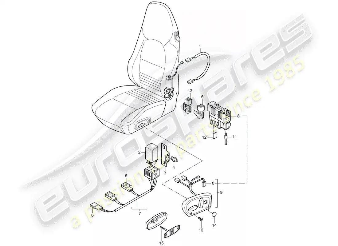porsche 2001 (996 turbo / gt2) wiring harnesses - switch parts diagram